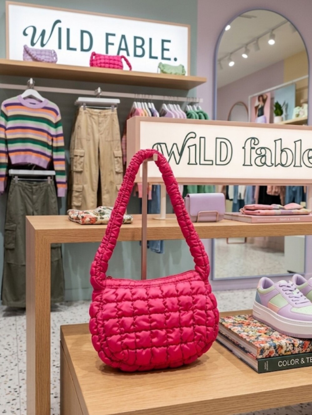 Women's Pink Quilted Shoulder Bag